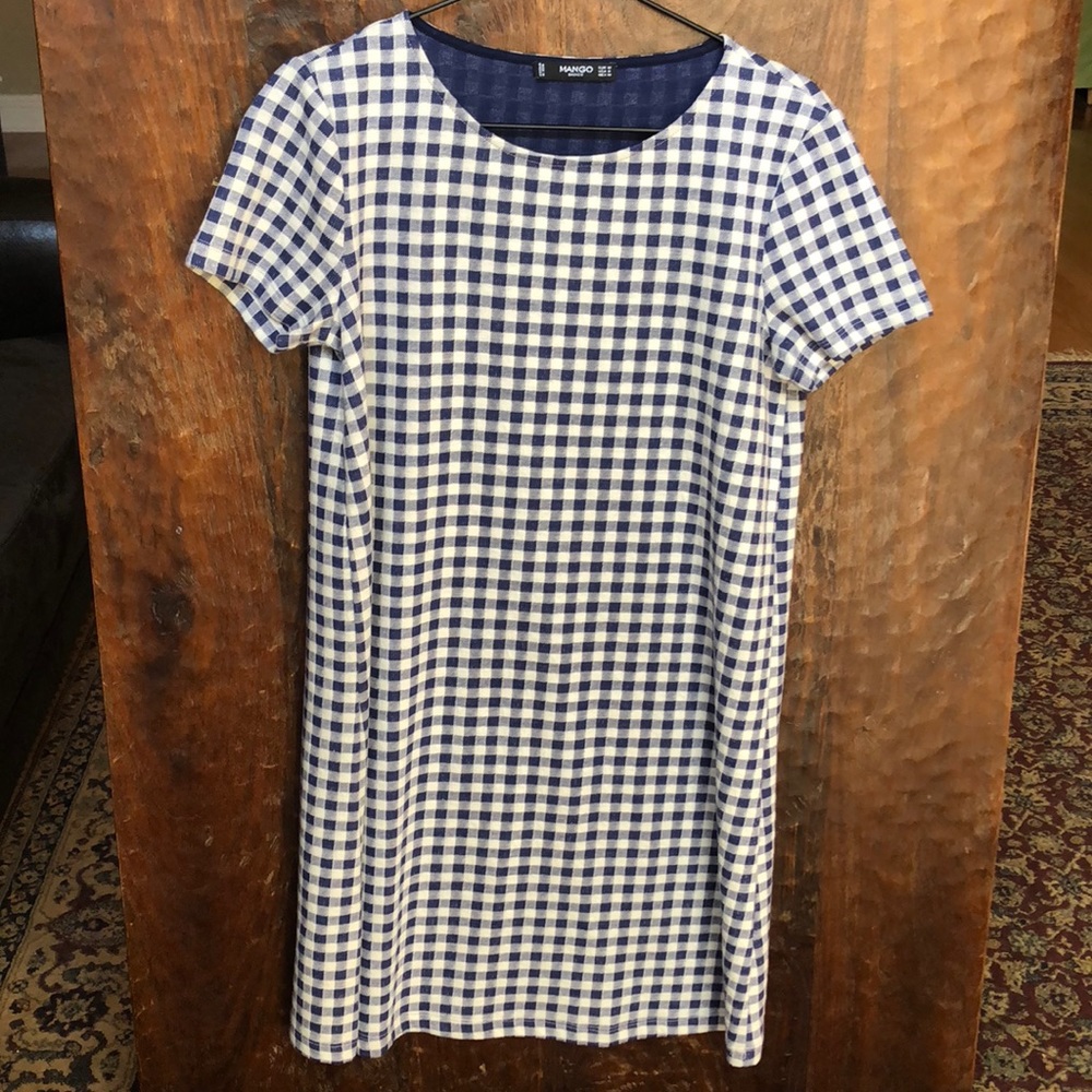 Mango Basics Blue and White dress